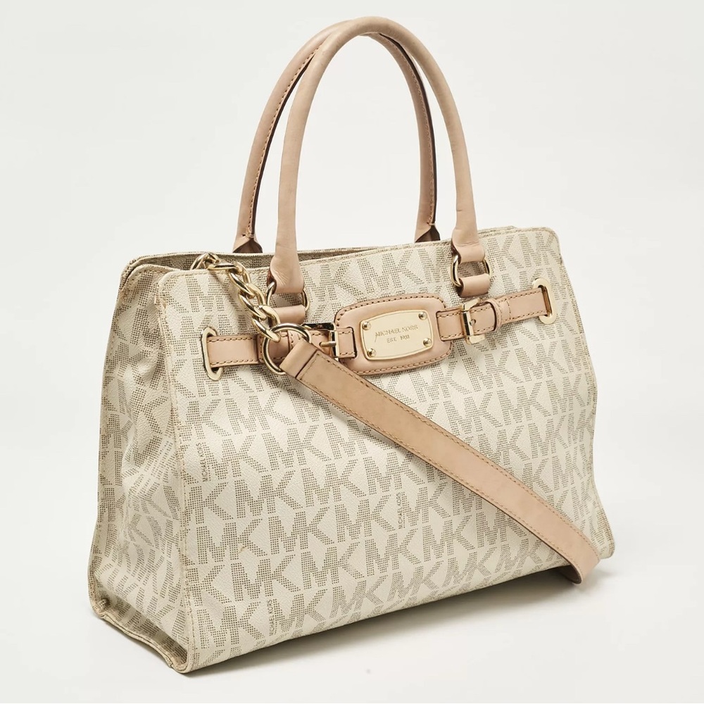 MICHAEL KORS Vanilla MK Signature Hamilton Large East West Tote